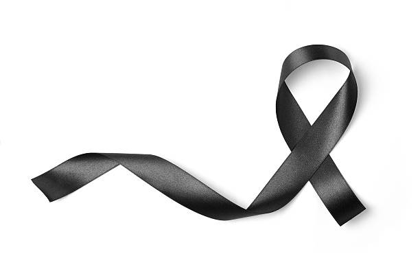 istock Black ribbon isolated on white background 618422474