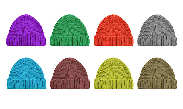 set of eight color woolen caps isolated on white background set of eight color woolen caps isolated on white background toque stock pictures, royalty-free photos & images