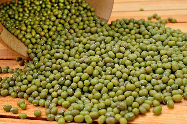 fagioli mung sul tavolo - green bean bean green bucket foto e immagini stock