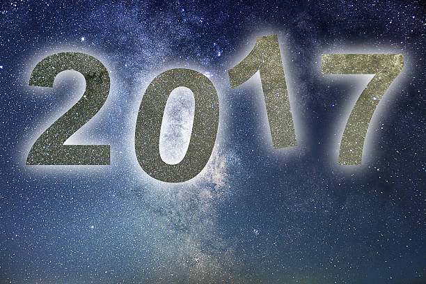 istock 2017. Colorful glow 2017 new year. Night Sky. 618425512