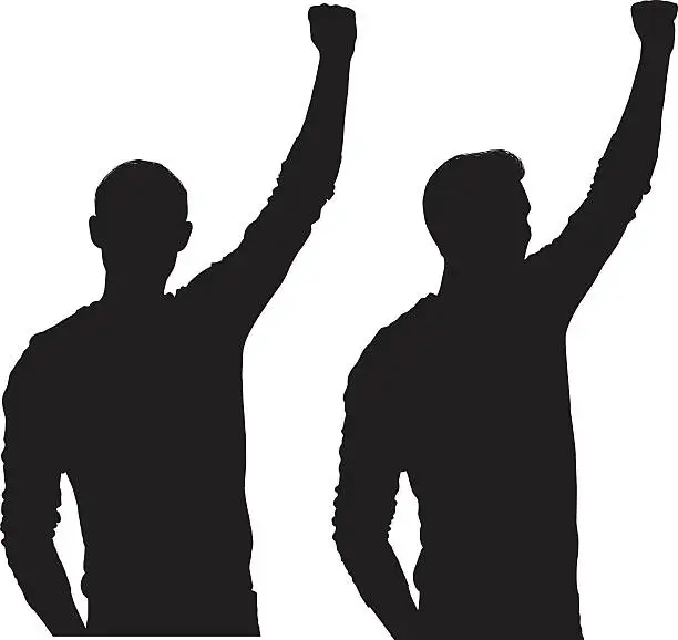 Vector illustration of Men cheering