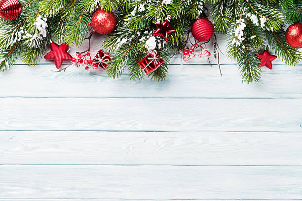 istock Christmas background with snow fir tree 618427380
