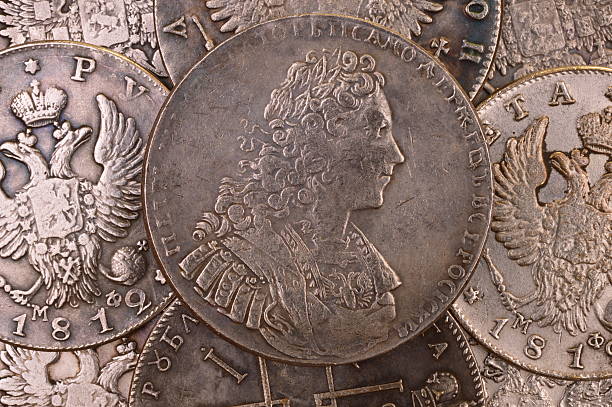 istock Coins background  1729 Russia Emperor Peter II 618428130