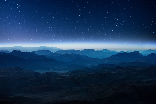 Night mountains before sunrise in the Egypt.