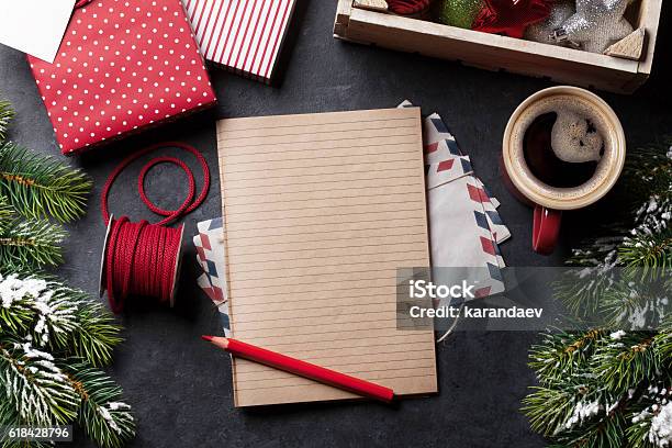 Notepad For Christmas Letter Stock Photo - Download Image Now - Christmas, Letter - Document, Alphabet