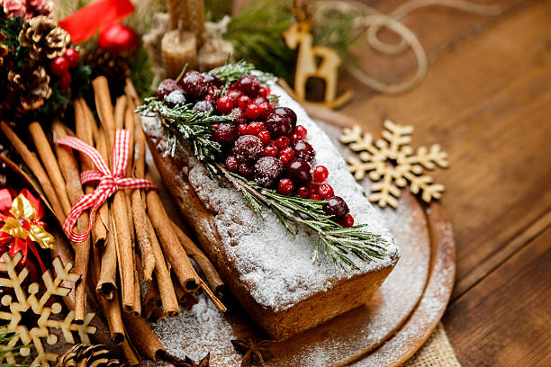 istock Homemade christmas cake with wild berries 618429526