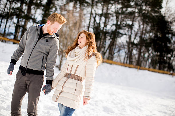 istock Young couple at winter 618430262