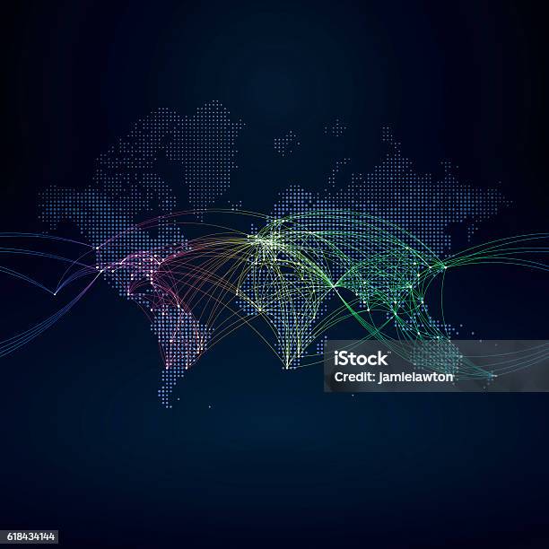 Mappath Graphics Flying World Map With Flight Paths Stock Illustration - Download Image Now ...