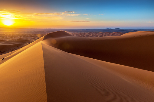 Sand dunes in Erg Chebbi desert at sunrise, Morocco,North Africa.XXXL,Nikon D3x