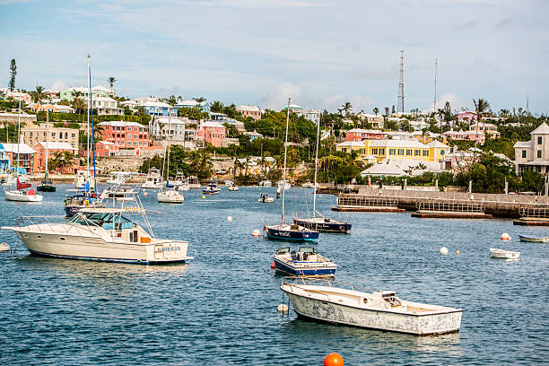 istock Hamilton cityscape with yachts and boats, Bermuda 618438698
