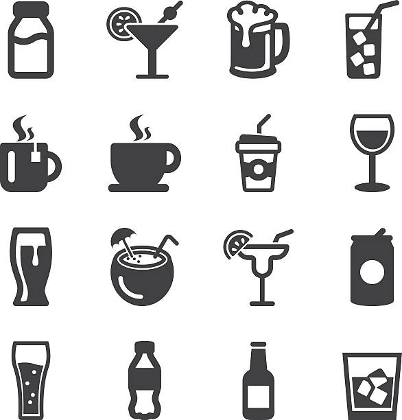 illustrations, cliparts, dessins animés et icônes de boissons silhouette icônes | eps10 - drink glass symbol cocktail