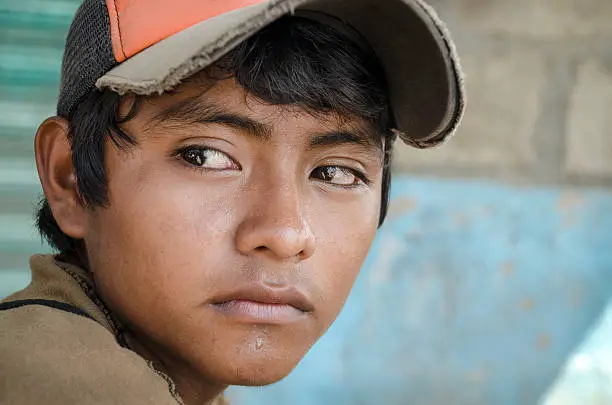 Great glance portrait from a young boy in the southern border of Mexico