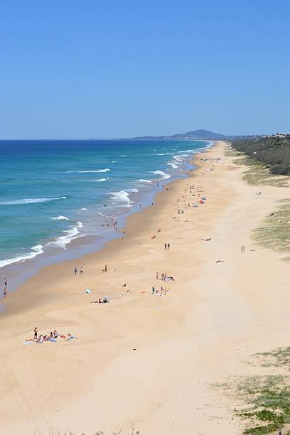 istock Stretch of surf beach on sunny day in Australia 618447178