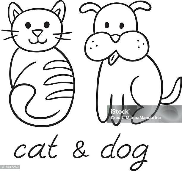 Pets Animals Dog And Cat Stock Illustration - Download Image Now - Animal, Animal Body Part, Animal Brush