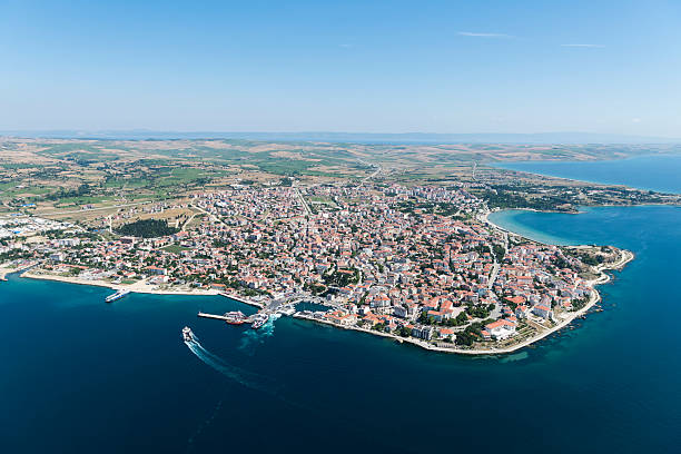 aerial view of gallipoli, canakkale, turkey - çanakkale city imagens e fotografias de stock
