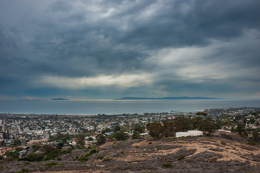 Stormy clouds moving over the Channel Islands horizon.