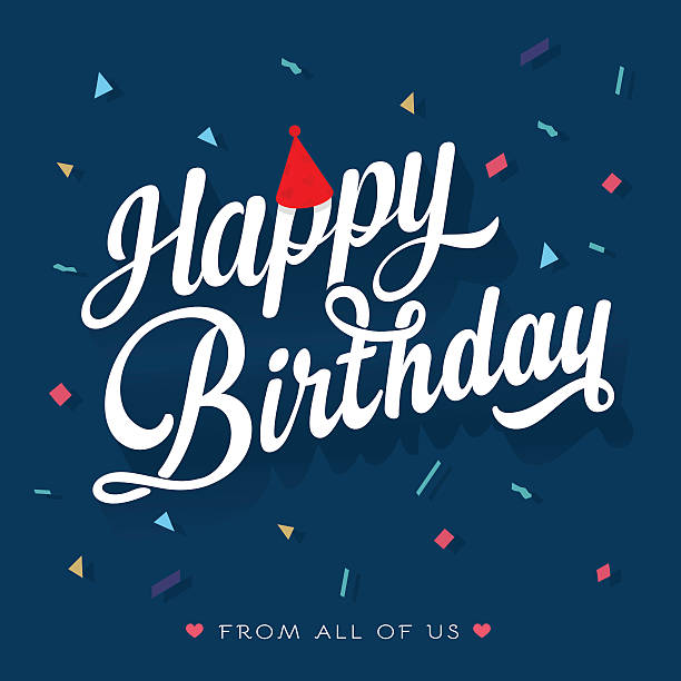 Happy Birthday typo with sparkles happy birthday with birthday hat happy birthday typography stock illustrations