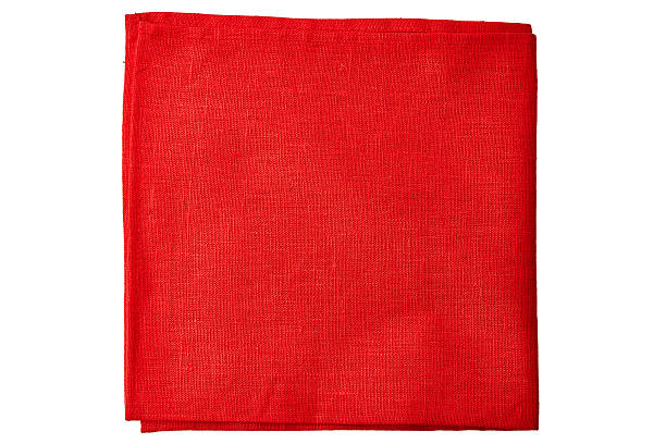 Red fabric napkin on white stock photo