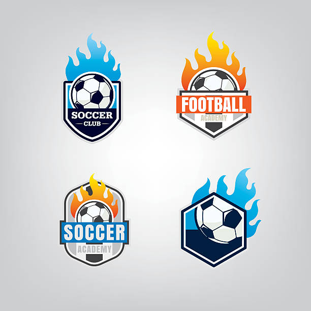 Soccer logo design set,vector illustration Soccer logo design set,vector illustration fire alphabet letter t stock illustrations