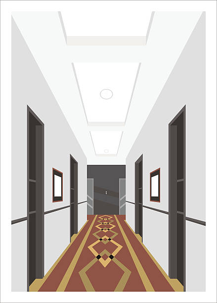 korytarz hotelowy prosta ilustracja - vanishing point diminishing perspective street vertical stock illustrations