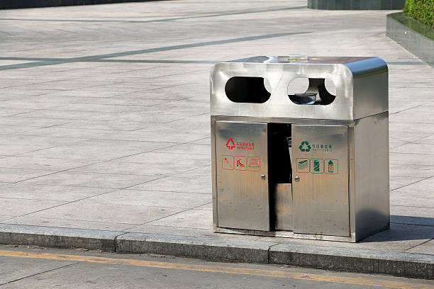 istock Recycling trash bin on the street 618455502