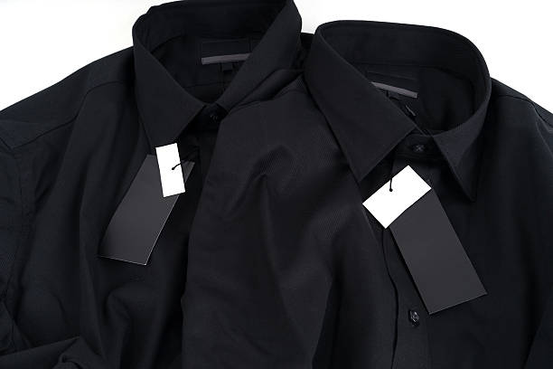 istock New black colour shirt and blank label 618457716