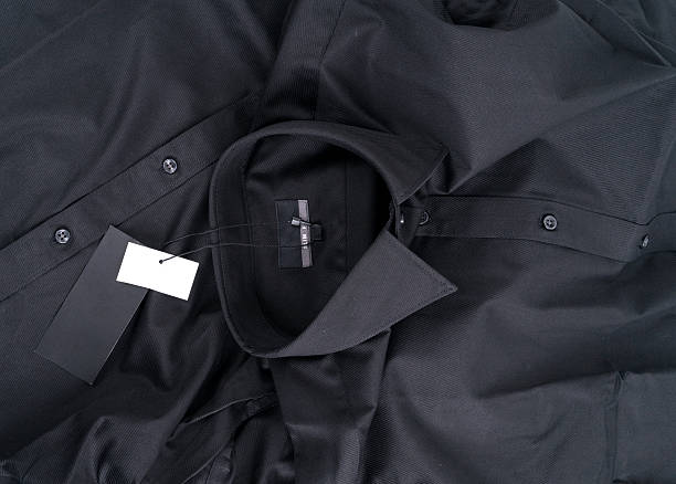 istock New black colour shirt and blank label 618457858