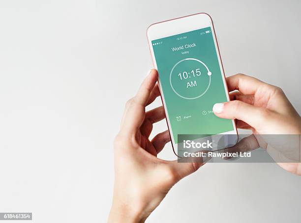 Time Alarm Stopwatch Clock Concept Stock Photo - Download Image Now - Telephone, Smart Phone, Stopwatch