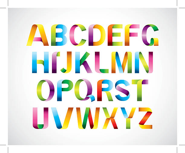 리본 타이포그래피 - ribbon typescript letter vector stock illustrations