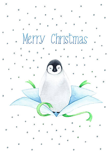 Kartka świąteczna z pingwinem dziecięcym – zdjęcie