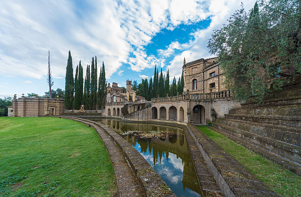 Montegabbione, Italy - October 8, 2016: Scarzuola is an ancient Catholic sanctuary in the country of Umbria region, inside which is the mysterious and esoteric City Ideal of the architect Tomaso Buzzi. It's a private house open to the public for a fee only on request, and with guided tour.
