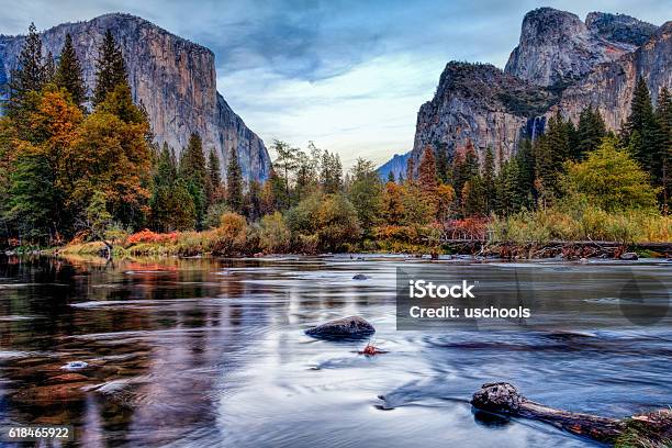 Yosemite Merced River El Capitan Panorama Stock Photo - Download Image Now - Yosemite National Park, Mountain, California