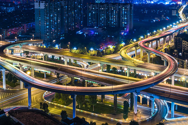 istock Aerial View of Shanghai overpass at Night 618466140