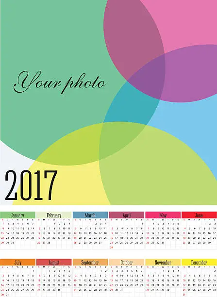 Vector illustration of Simple 2017 year vector calendar