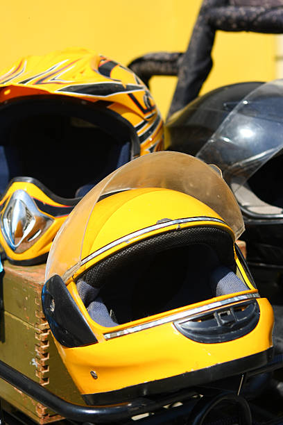 istock Yellow motobike helmet 618466354