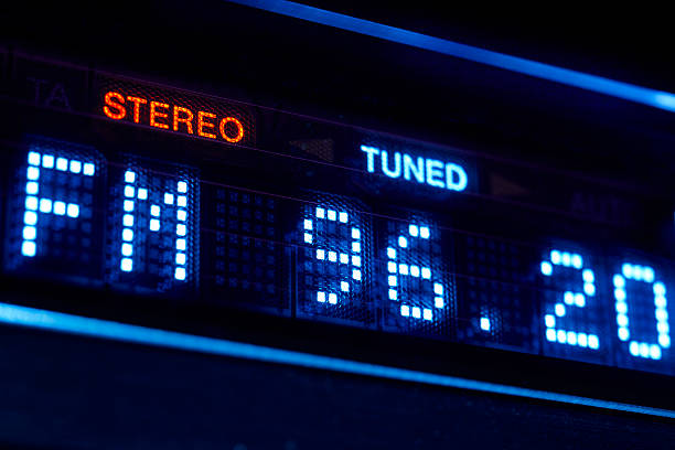 istock FM tuner radio display. Stereo digital frequency station tuned 618511760