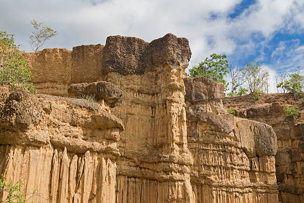 istock Natural phenomenon of eroded cliff, soil pillars, Pha Chor Canyon 618512720