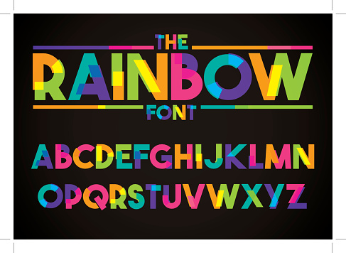 Vector of modern colorful font and alphabet