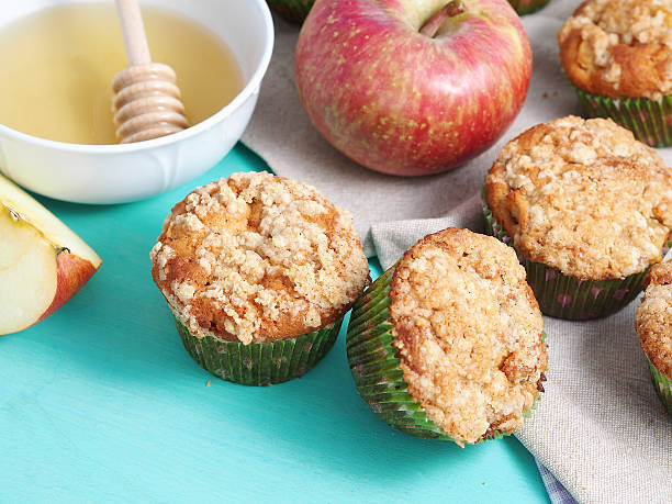 istock Home made apple muffins with honey 618515976