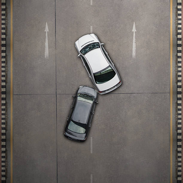 Computer generated 3D illustration with a monster truck flying over a car