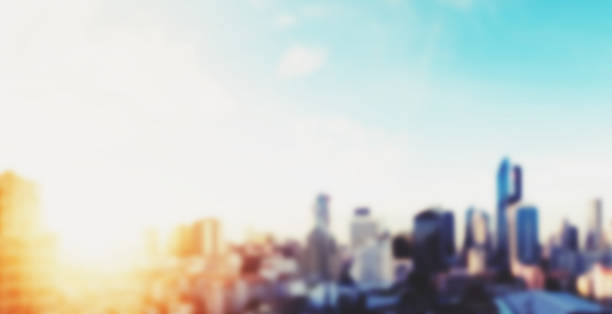 istock Blurred defocus panoramic Bangkok city view in sunrise 618518766
