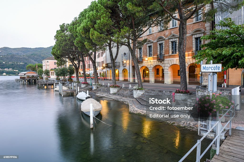 Sunset at the village of Morcote on lake Lugano - Royalty-free Lugano Stockfoto