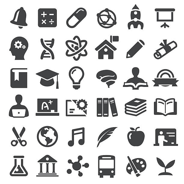 bildungssymbole - große serie - black icons stock-grafiken, -clipart, -cartoons und -symbole