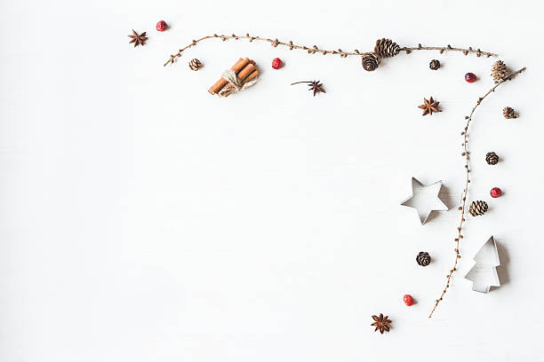 istock Christmas composition. Larch branches, cinnamon sticks, anise star, dried cranberry 618525202
