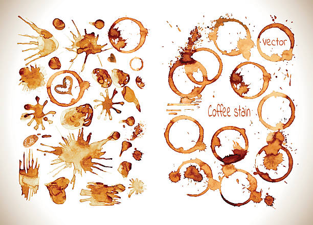 ilustrações de stock, clip art, desenhos animados e ícones de coffee paint stains splashes and harts - tea stain