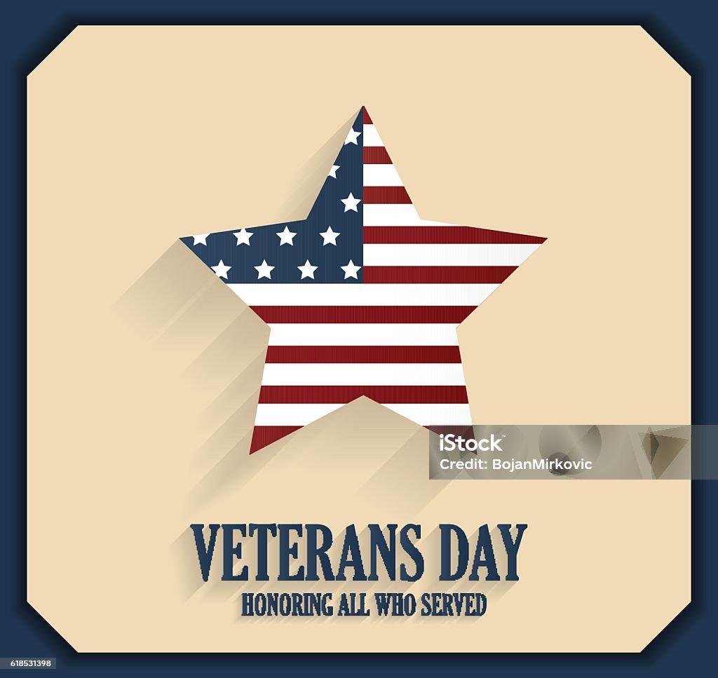 Veterans Day poster with star. Honoring all who served Veterans Day poster with star. Honoring all who served. Vector illustration. All elements are separate. Easily modifying. No mesh. EPS10 Backgrounds stock vector