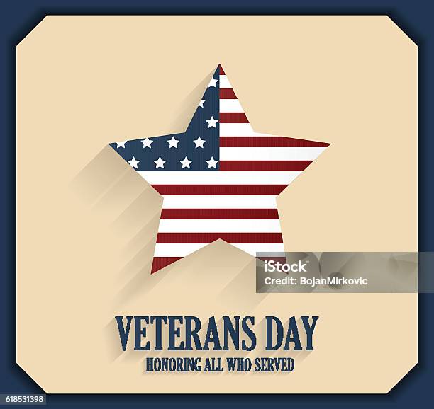 Veterans Day Poster With Star Honoring All Who Served Stock Illustration - Download Image Now
