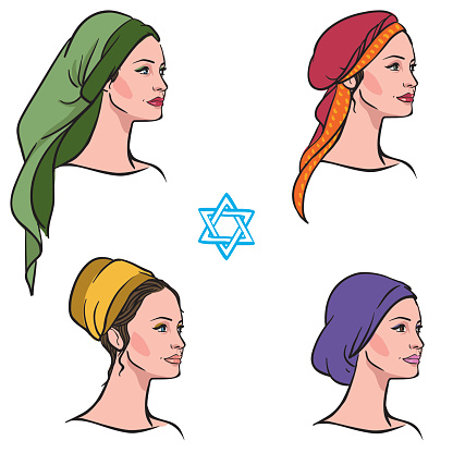 jewish religion woman in different headdress