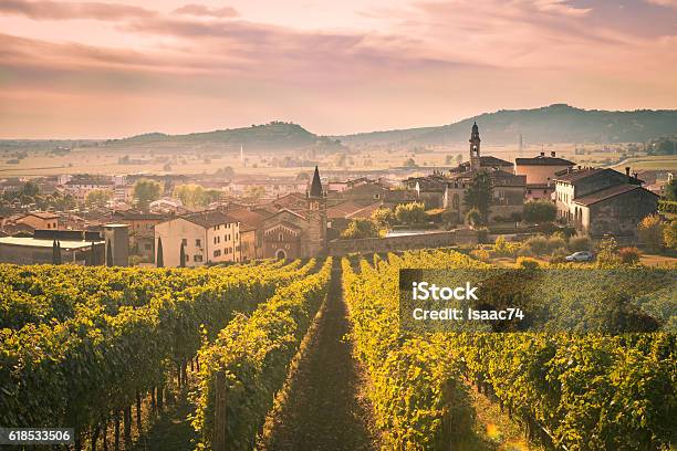 View Of Soave Surrounded By Vineyards Stock Photo - Download Image Now - Veneto, Italy, Verona - Italy