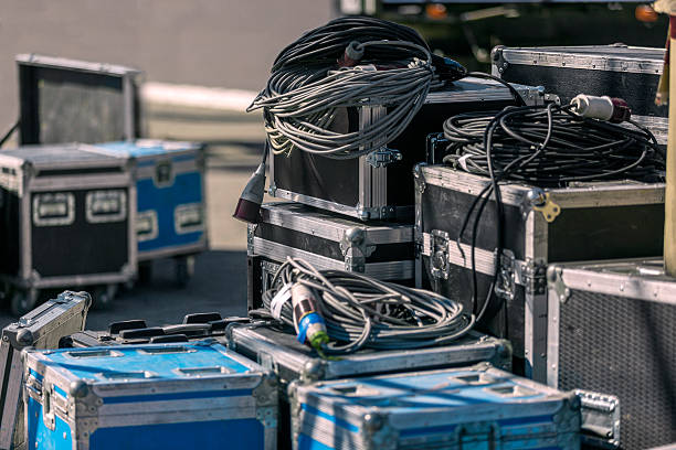 istock Before the concert. Boxes with equipment 618533642